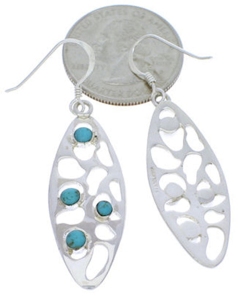 Southwest Turquoise Sterling Silver Hook Earrings Jewelry JX22911